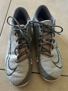 Nike Light Gray and Dark Gray baseball cleats